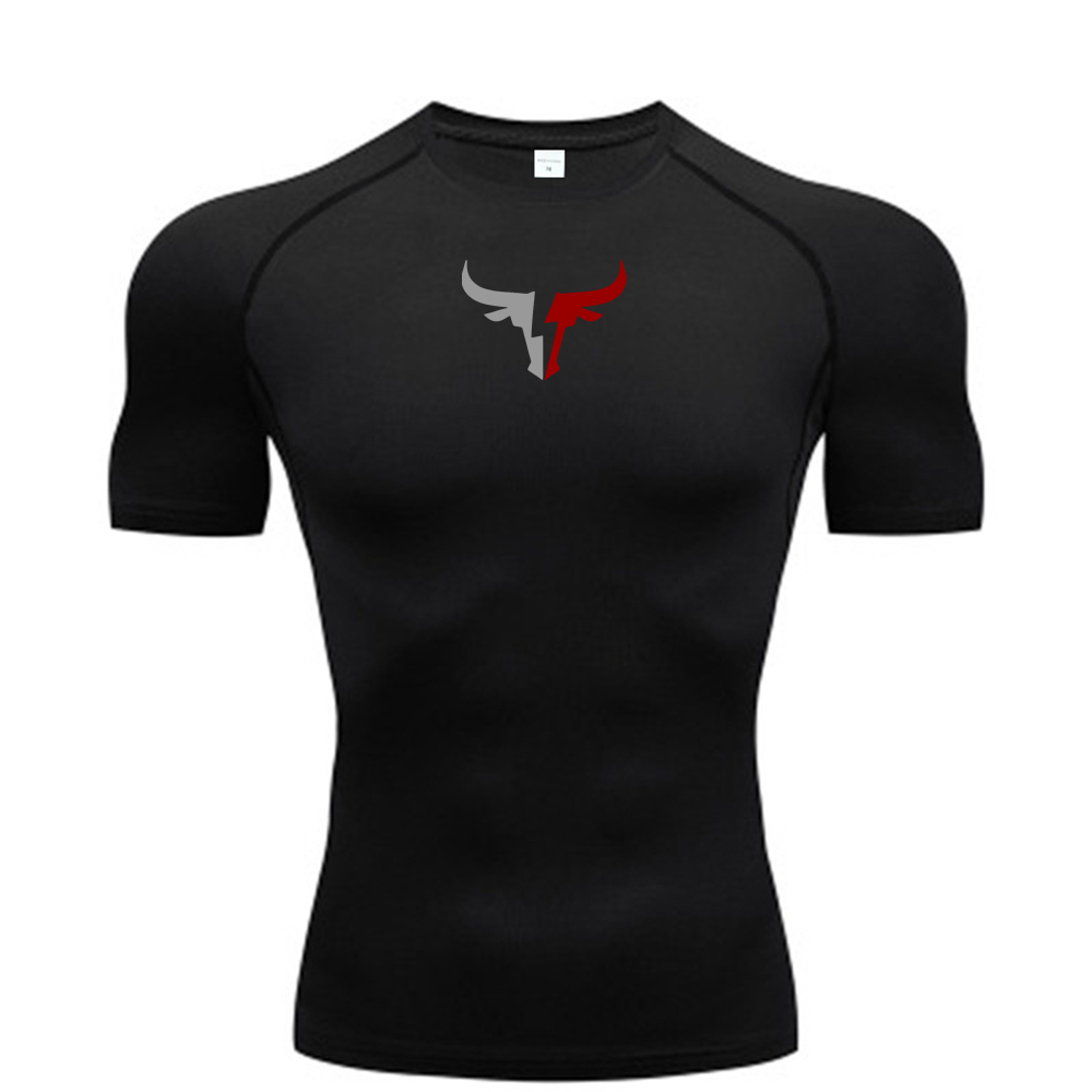 Compression Shirt Workout - Men's bull head compression T-shirt, summer