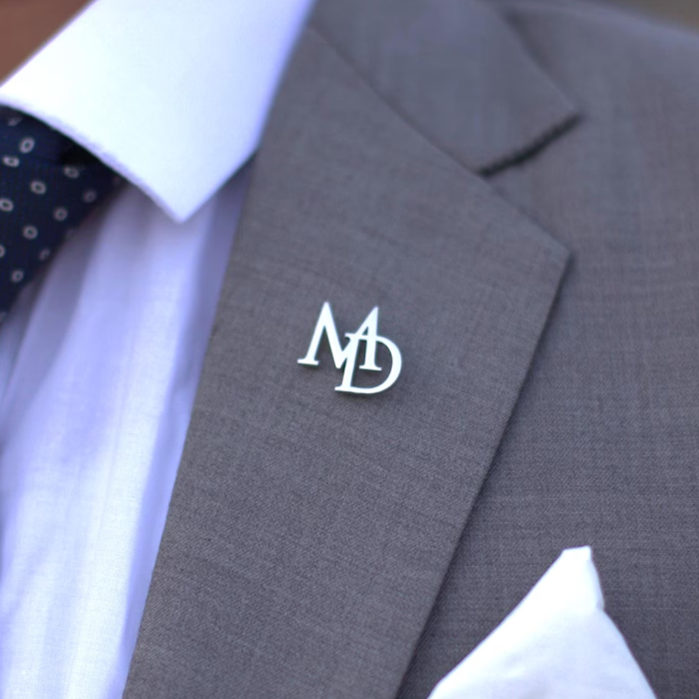 Mens Fashion Mullet - Custom Initials Brooch for Men's Suit