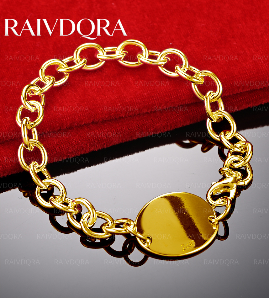 Mens Fashion Discord - 18K Gold Plated Disc Chain Bracelet