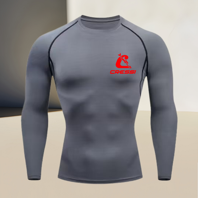 Men's round neck long sleeved, - Compression Shirt Workout บทวิจารณ์และราคา