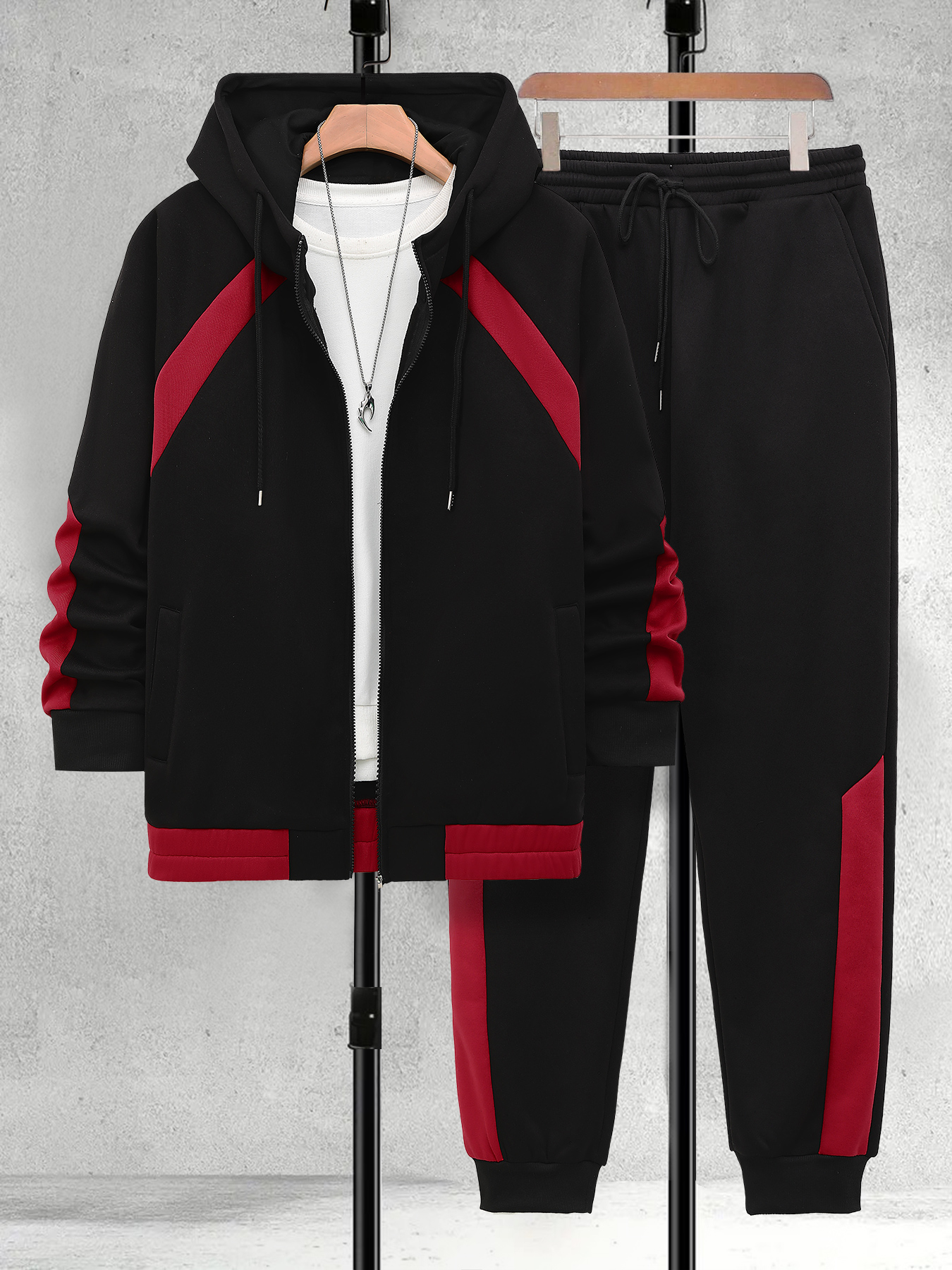 Men's Plus Size Black & Red Co - Track Suit Men บทวิจารณ์และราคา