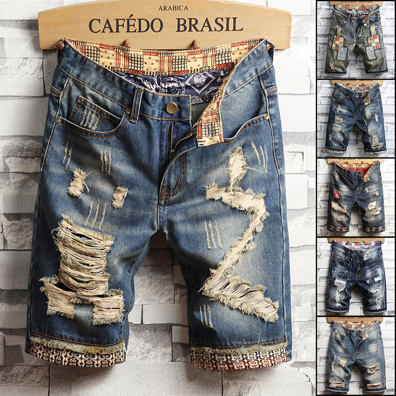 Ripped Hip-hop Denim Shorts Me - Men'S Fashion Jeans บทวิจารณ์และราคา