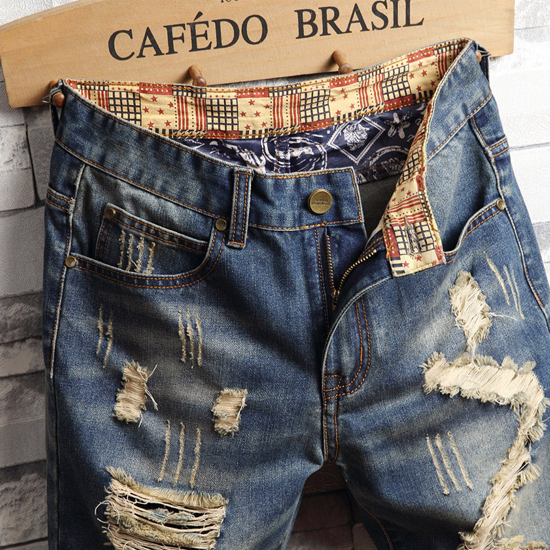 Ripped Hip-hop Denim Shorts Me - Men'S Fashion Jeans บทวิจารณ์และราคา
