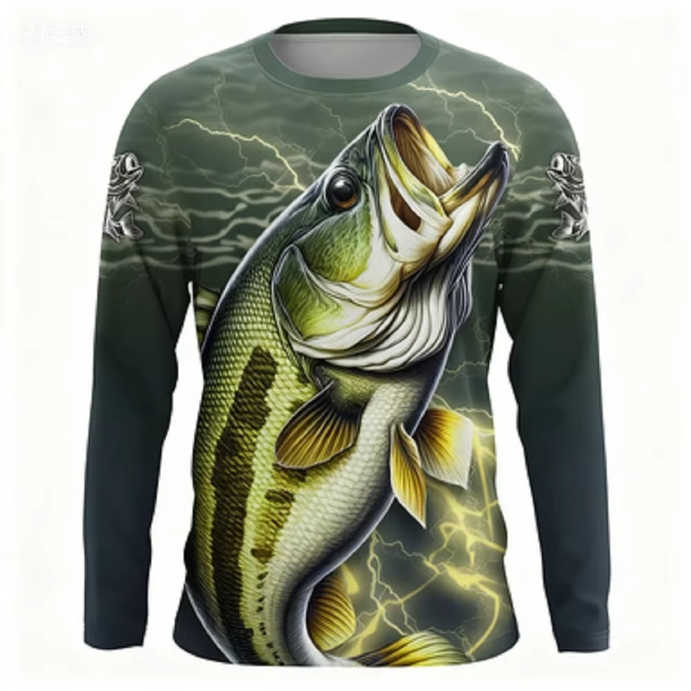 Fashionable Bass Pattern Crew  - Mens Fashion Trend บทวิจารณ์และราคา