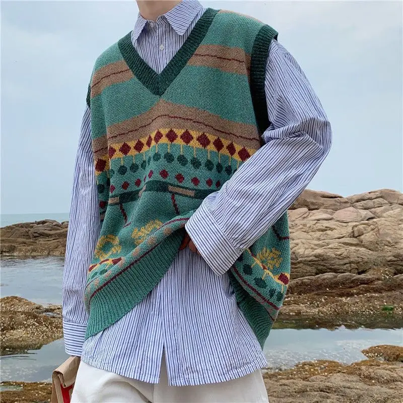 Waistcoat Korean Fashion Knit  - Men'S Fashion Reviews บทวิจารณ์และราคา