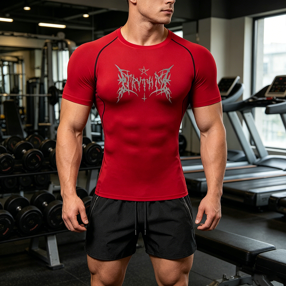 Men's 2 Piece Set Gothic Lette - Compression Shirt Workout บทวิจารณ์และราคา