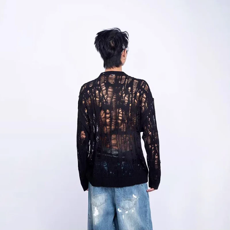Vintage Ripped Hollow Out Mesh - Mens Fashion Mullet บทวิจารณ์และราคา