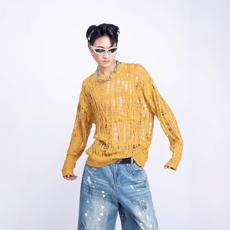 Vintage Ripped Hollow Out Mesh - Mens Fashion Mullet บทวิจารณ์และราคา