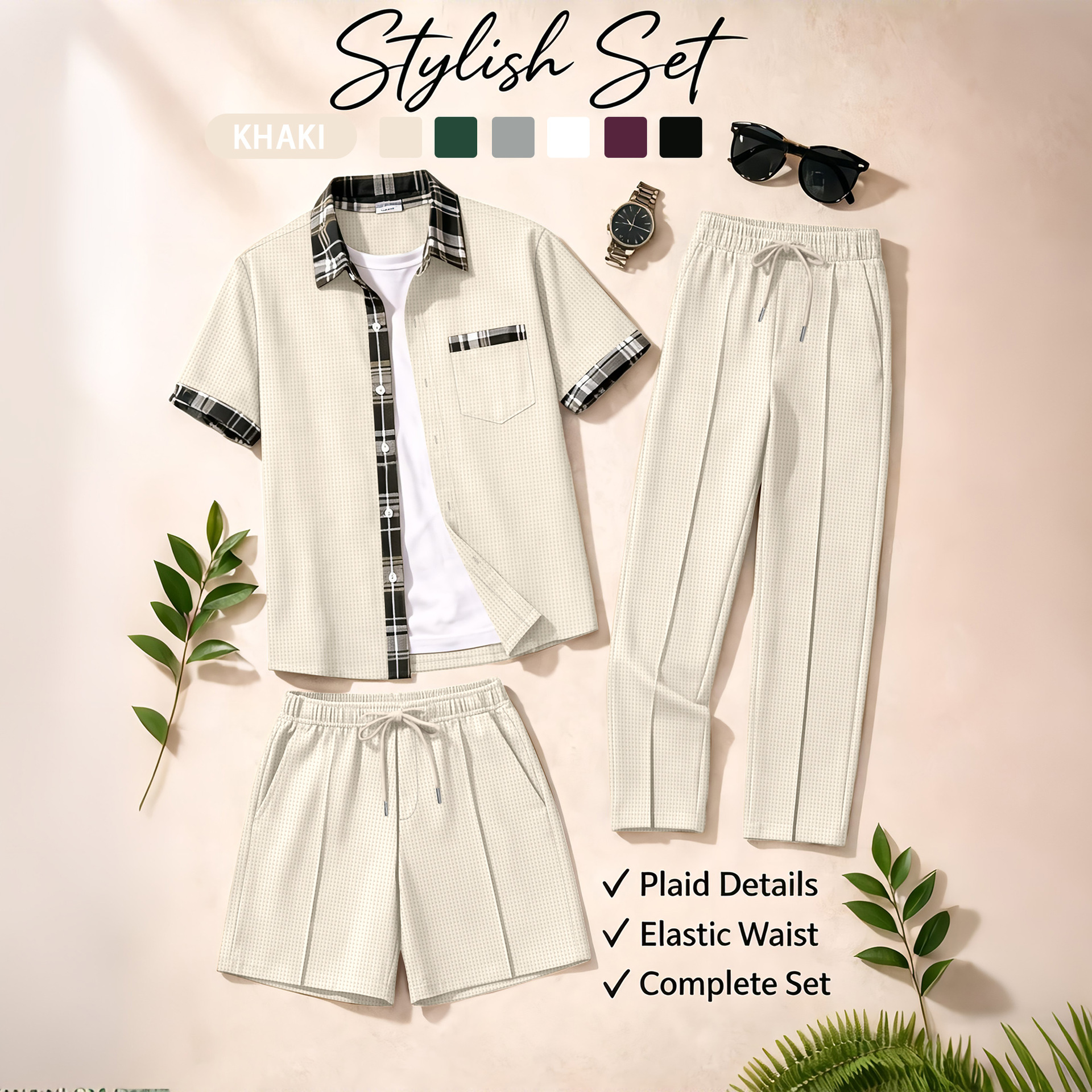 Men's 3 Piece Waffle Knit Trac - Track Suit Men บทวิจารณ์และราคา