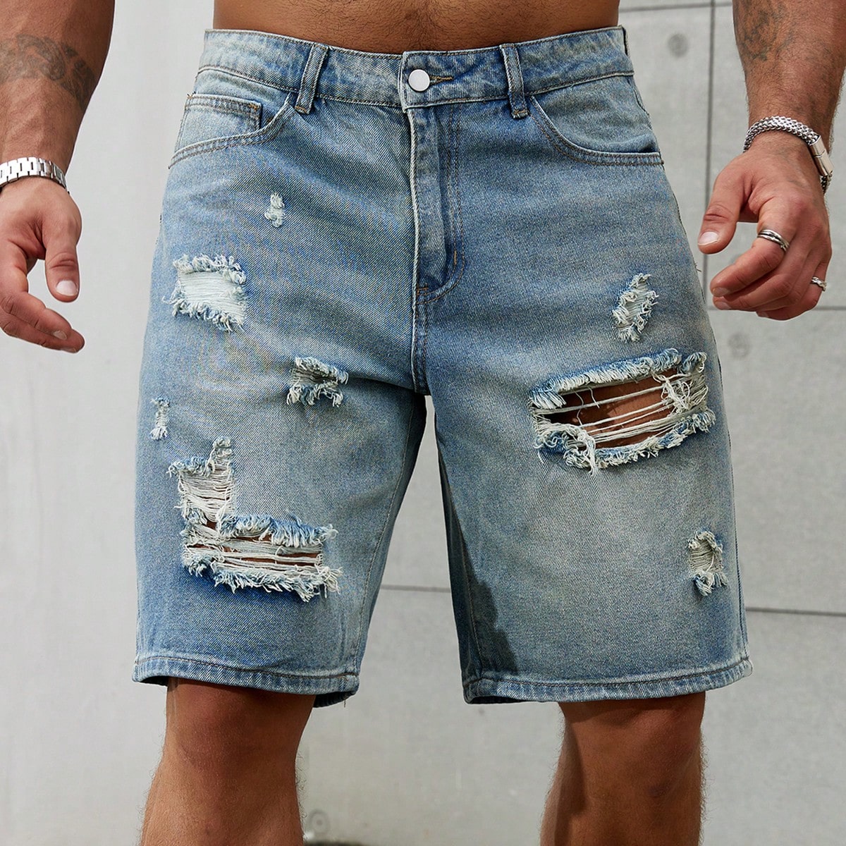 New Fashion Mens Ripped Short  - Men'S Fashion Jeans บทวิจารณ์และราคา