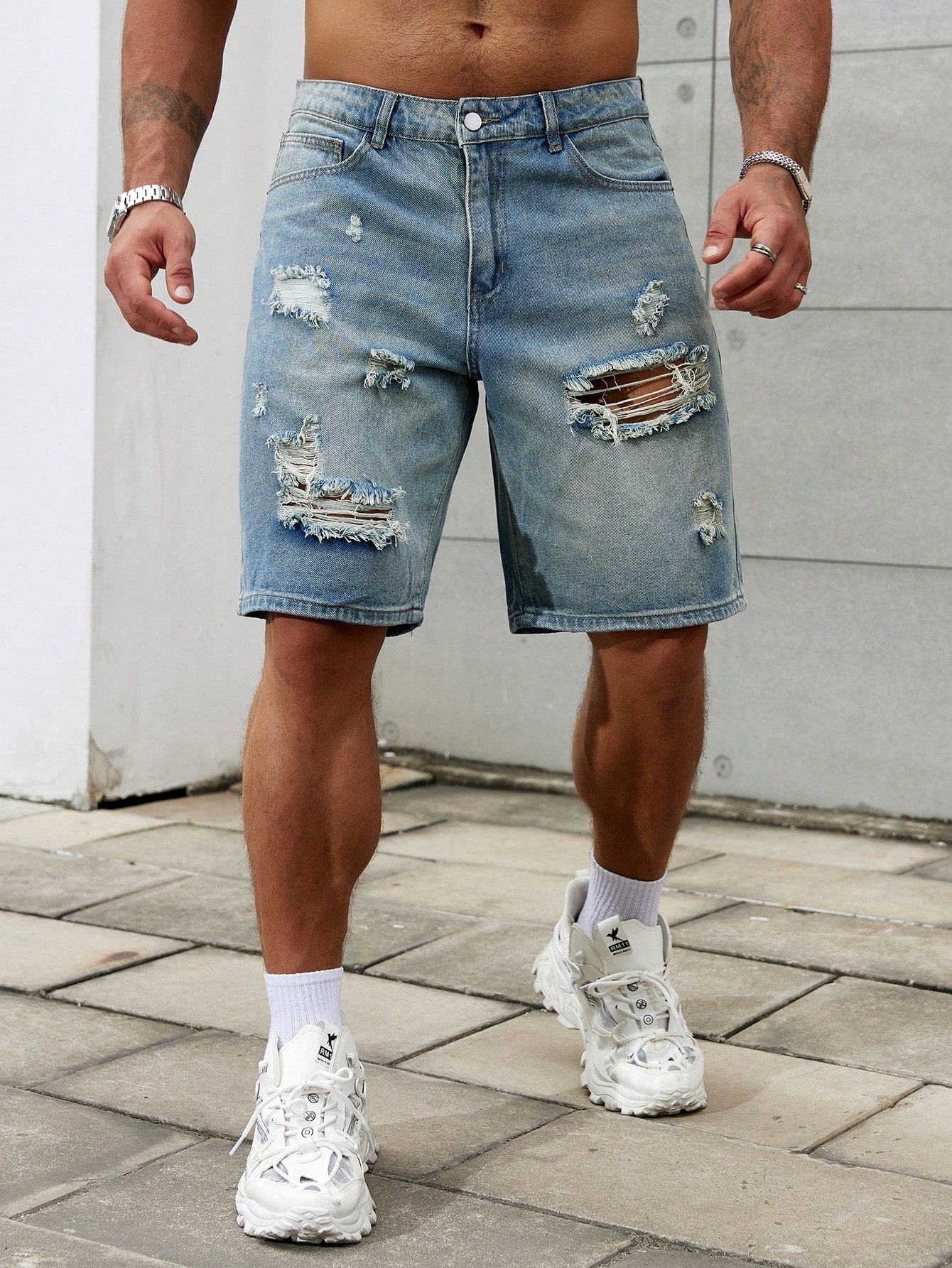 New Fashion Mens Ripped Short  - Men'S Fashion Jeans บทวิจารณ์และราคา
