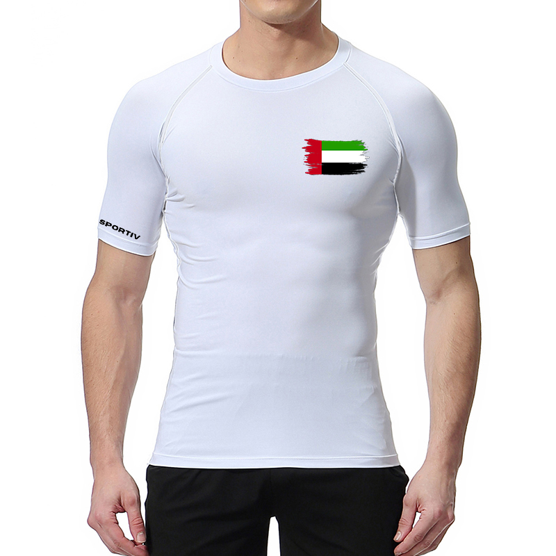 Flag Print Short Sleeve Compre - Compression Shirt Workout บทวิจารณ์และราคา
