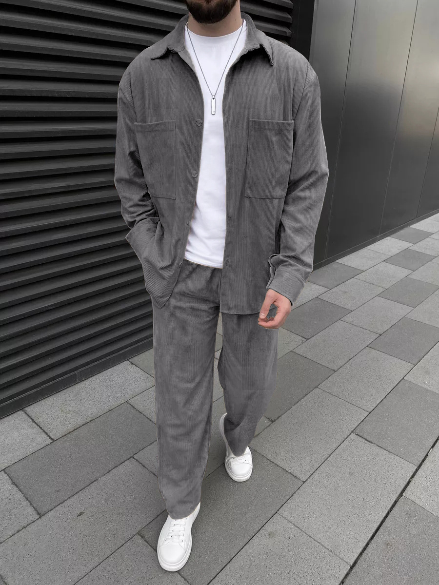 Men's corduroy two-piece outfi - Mens Fashion Trend บทวิจารณ์และราคา