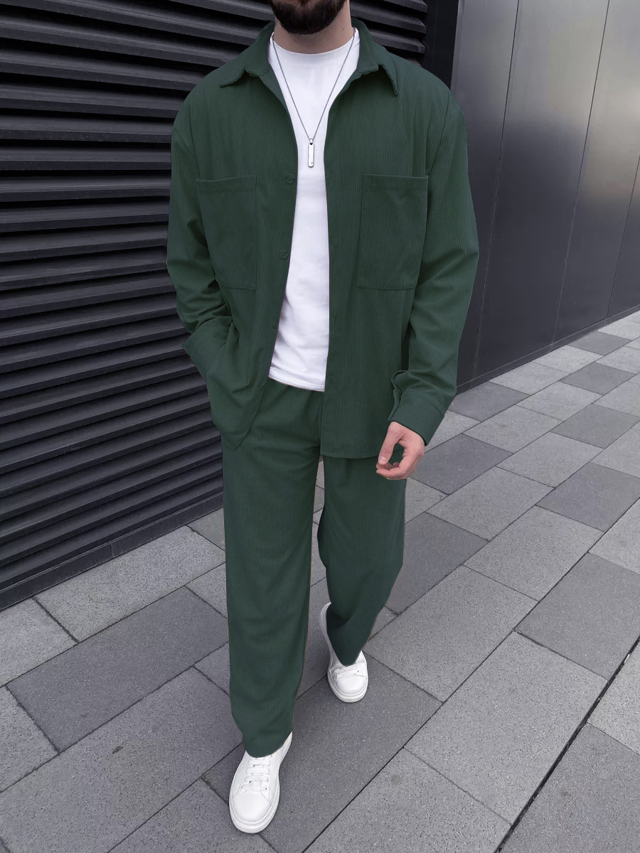 Men's corduroy two-piece outfi - Mens Fashion Trend บทวิจารณ์และราคา