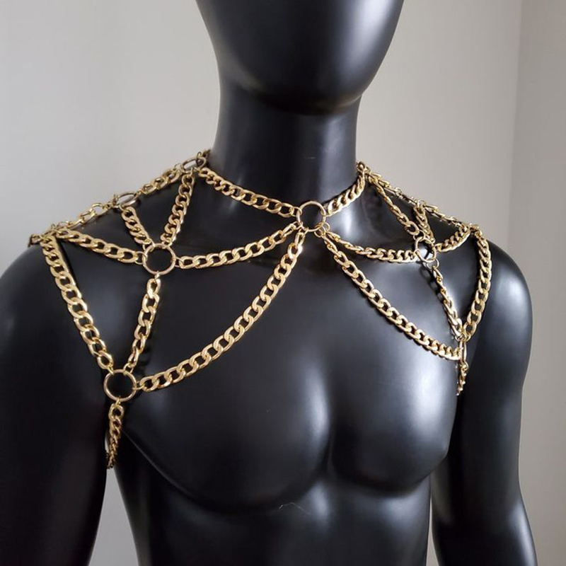 Punk Men Shoulder Body Chain B - Men'S Fashion Gold Chain บทวิจารณ์และราคา