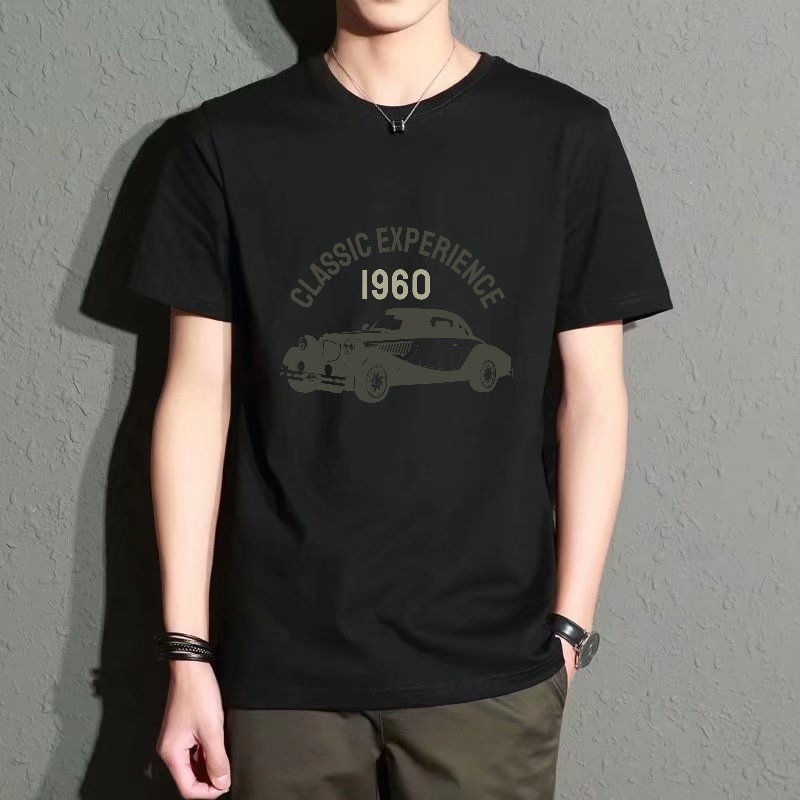 Men's Black Round-Neck Short-S - Men'S Fashion 1960S บทวิจารณ์และราคา