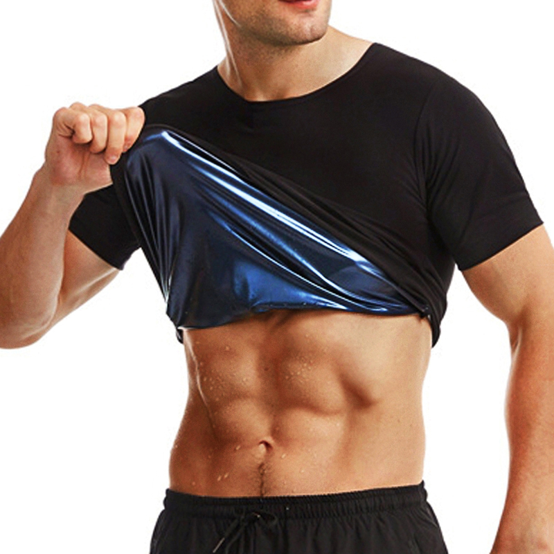 Men Sauna Sweat Short Sleeve H - Compression Shirt Workout บทวิจารณ์และราคา