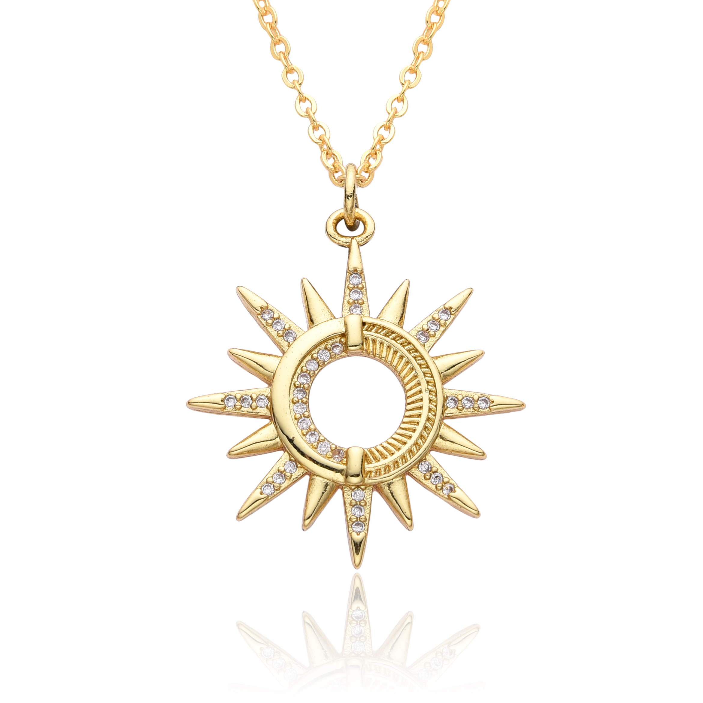 Y2K Gold Color Solar Sun Charm - Men'S Fashion Gold Chain บทวิจารณ์และราคา