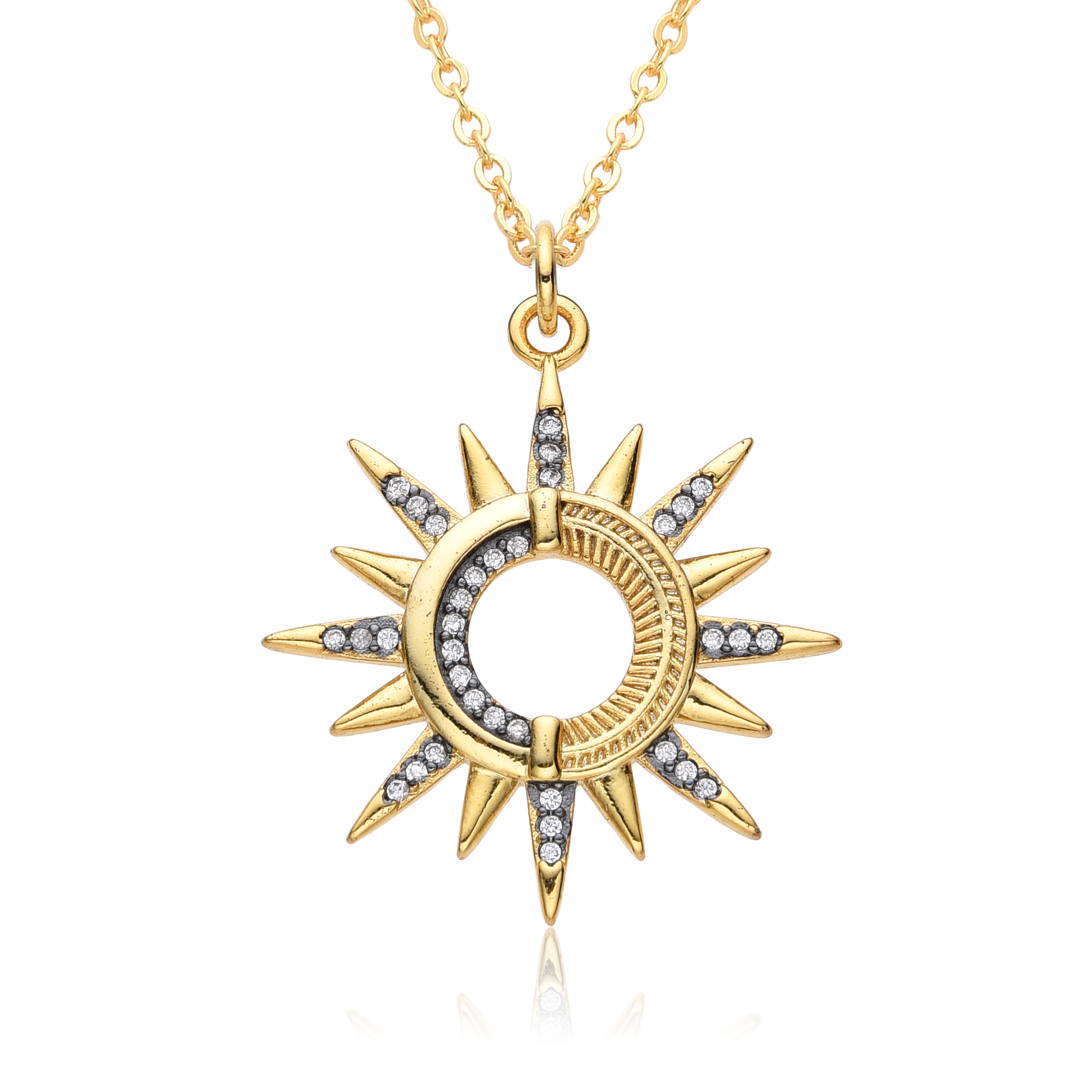 Y2K Gold Color Solar Sun Charm - Men'S Fashion Gold Chain บทวิจารณ์และราคา