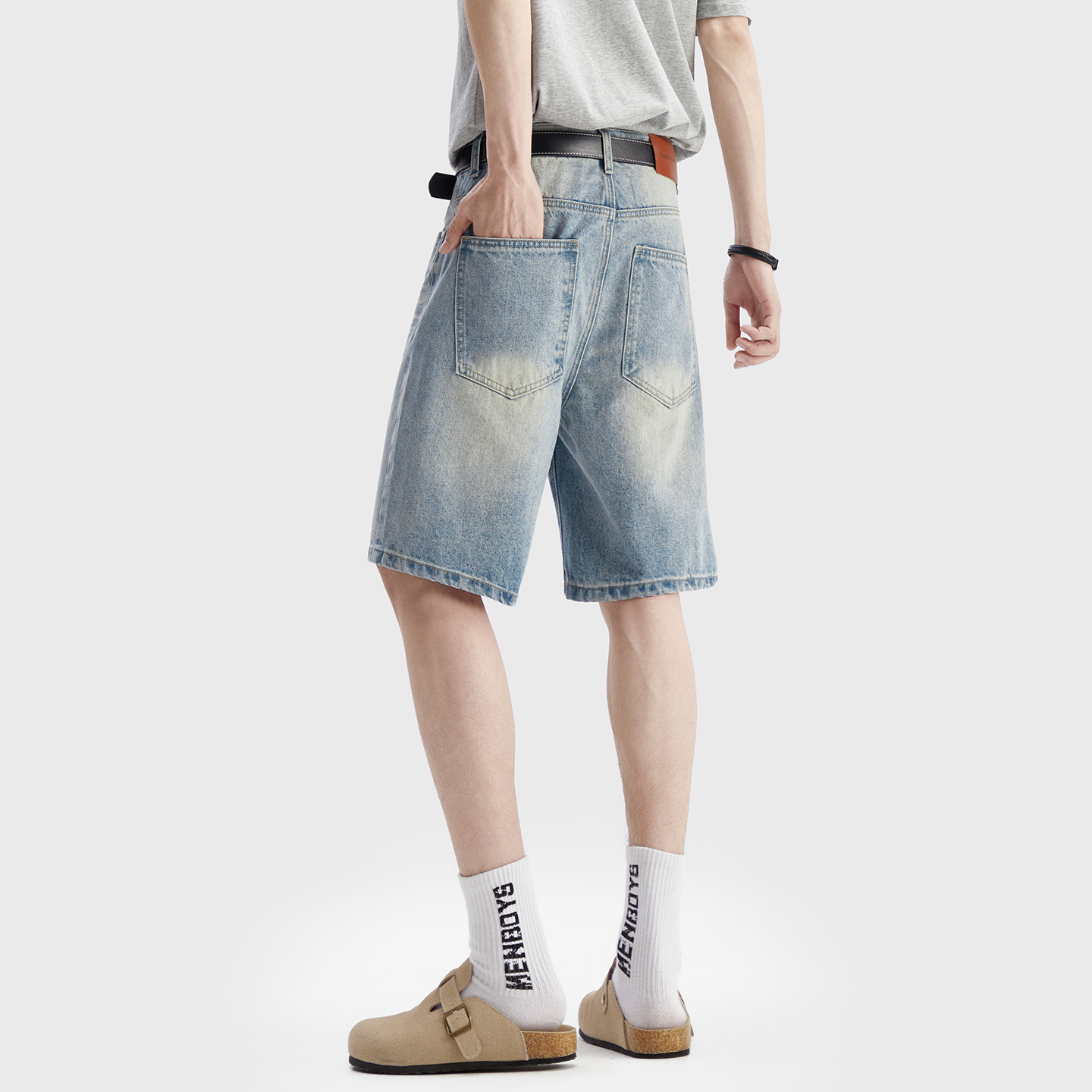 Vintage Washed Denim Shorts Me - Men'S Fashion Jeans บทวิจารณ์และราคา