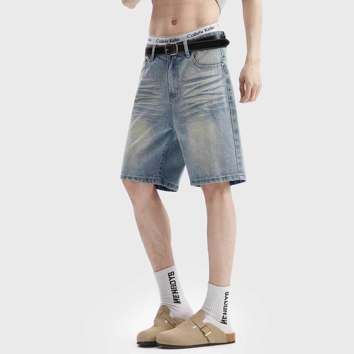 Vintage Washed Denim Shorts Me - Men'S Fashion Jeans บทวิจารณ์และราคา