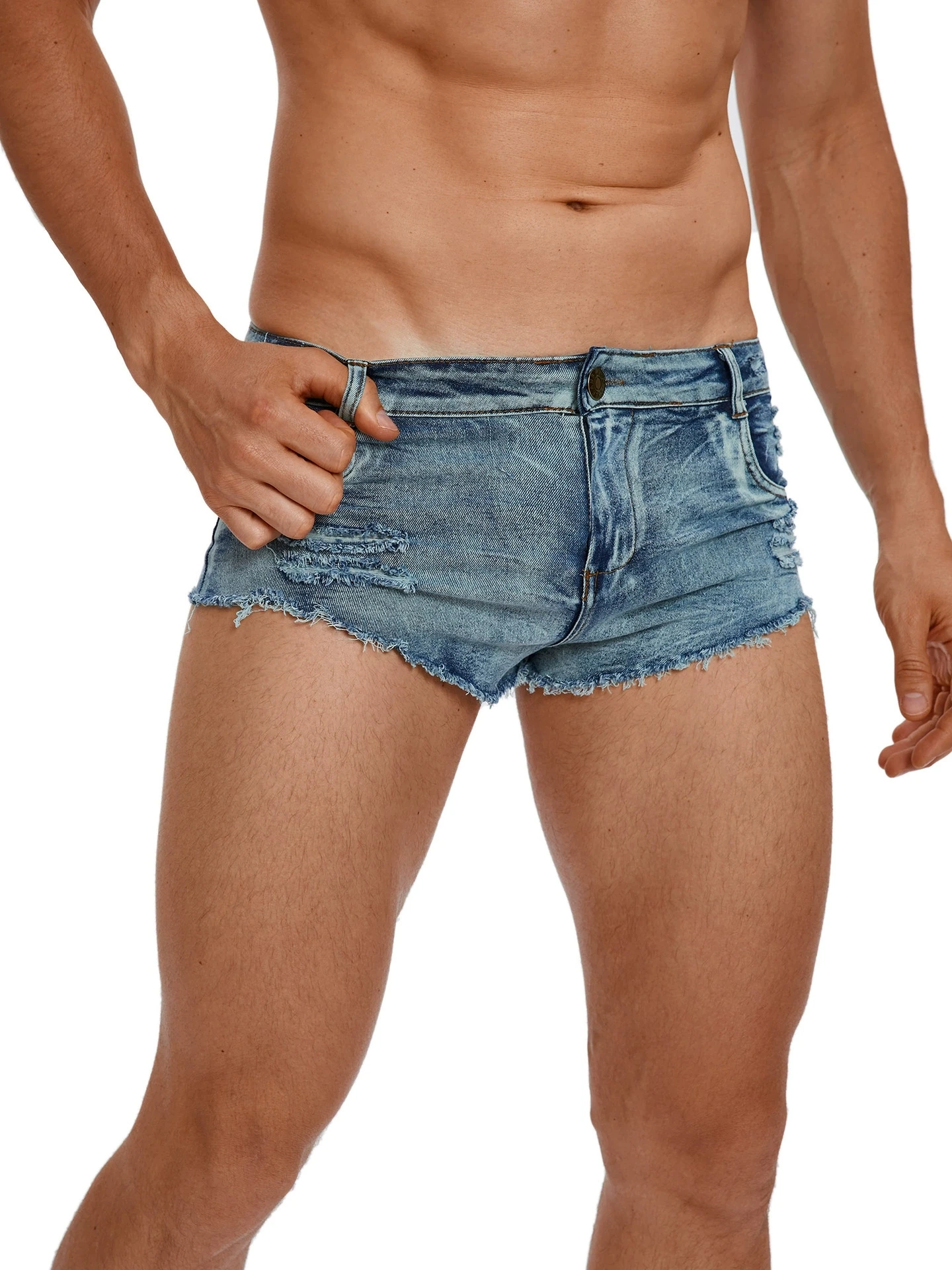 Men's Low Waist Jeans Shorts F - Men'S Fashion Jeans บทวิจารณ์และราคา