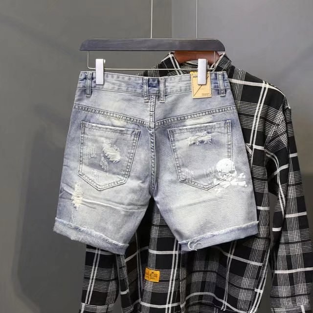 Summer Men's Worn Bead Hole Be - Men'S Fashion Jeans บทวิจารณ์และราคา