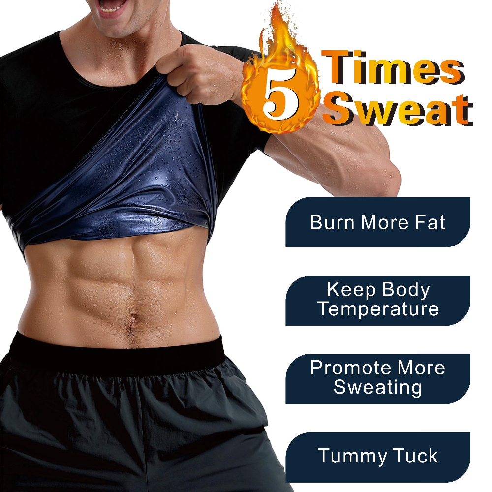 1PCS Men's Sauna Shirt Short S - Compression Shirt Workout บทวิจารณ์และราคา